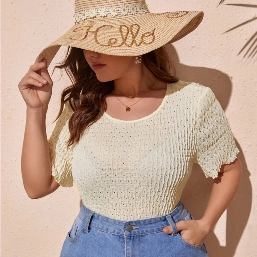 Shein Plus Eyelet Textured Tee - Picture 3 of 15